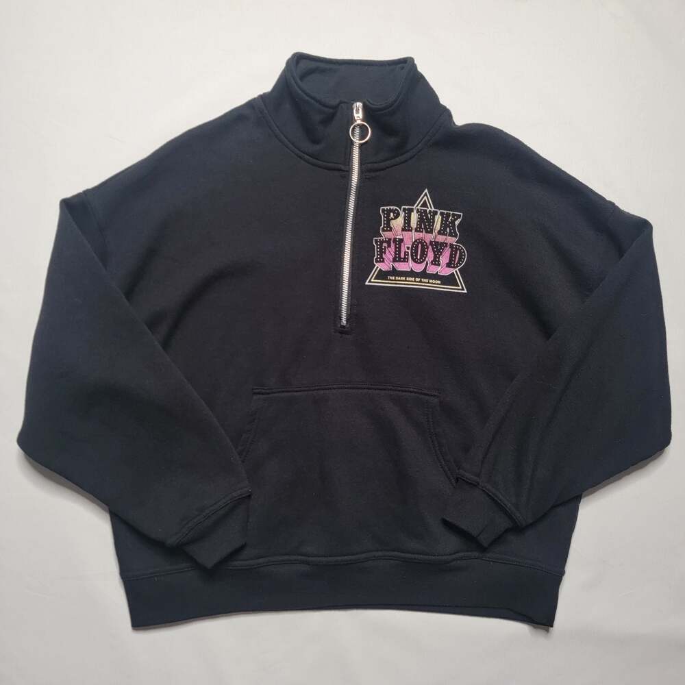VINYL ICONS Pink Floyd The Dark Side of Moon Embellished Quarter Zip Sweatshirt